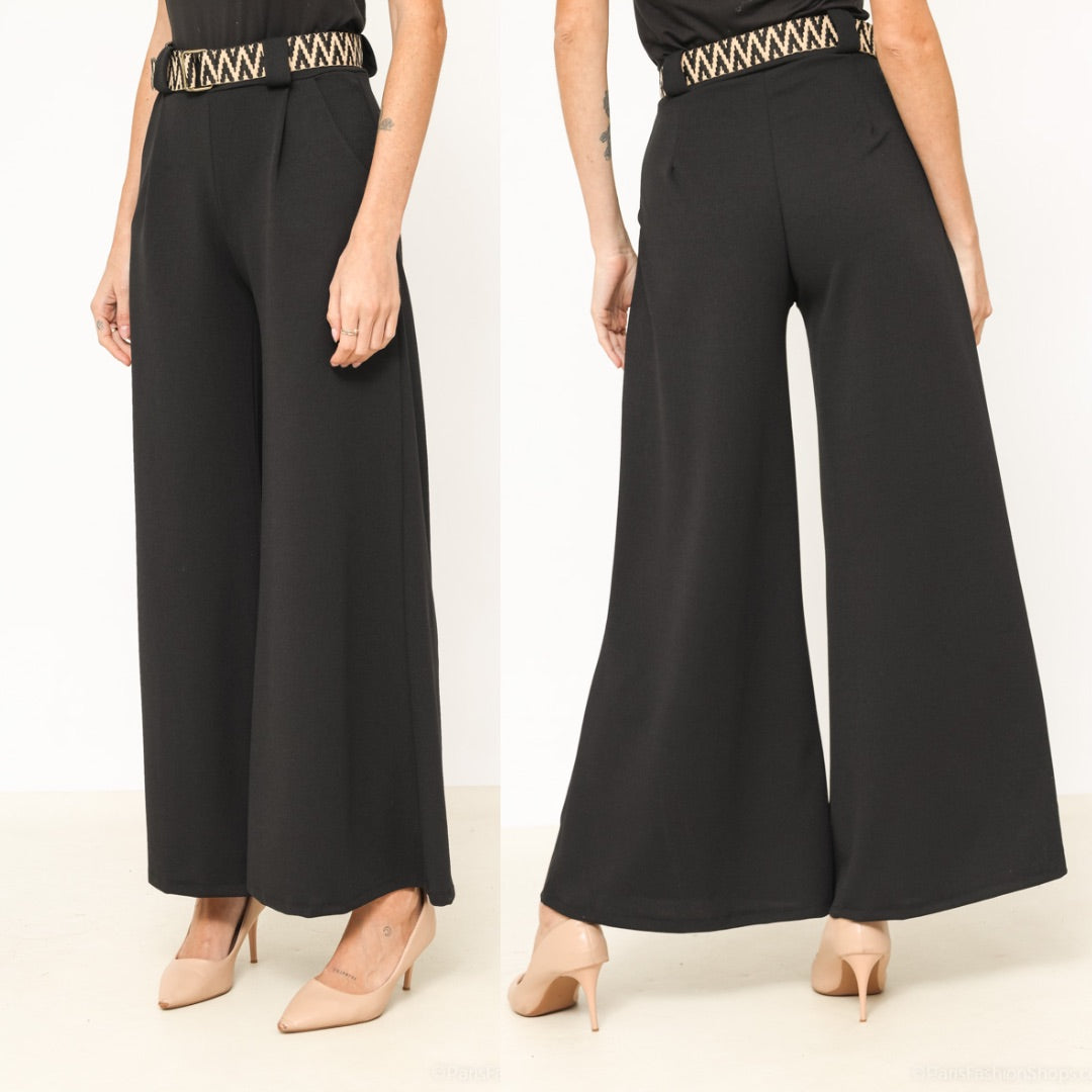 PANTALON AMPLE AVEC CEINTURE NOIR