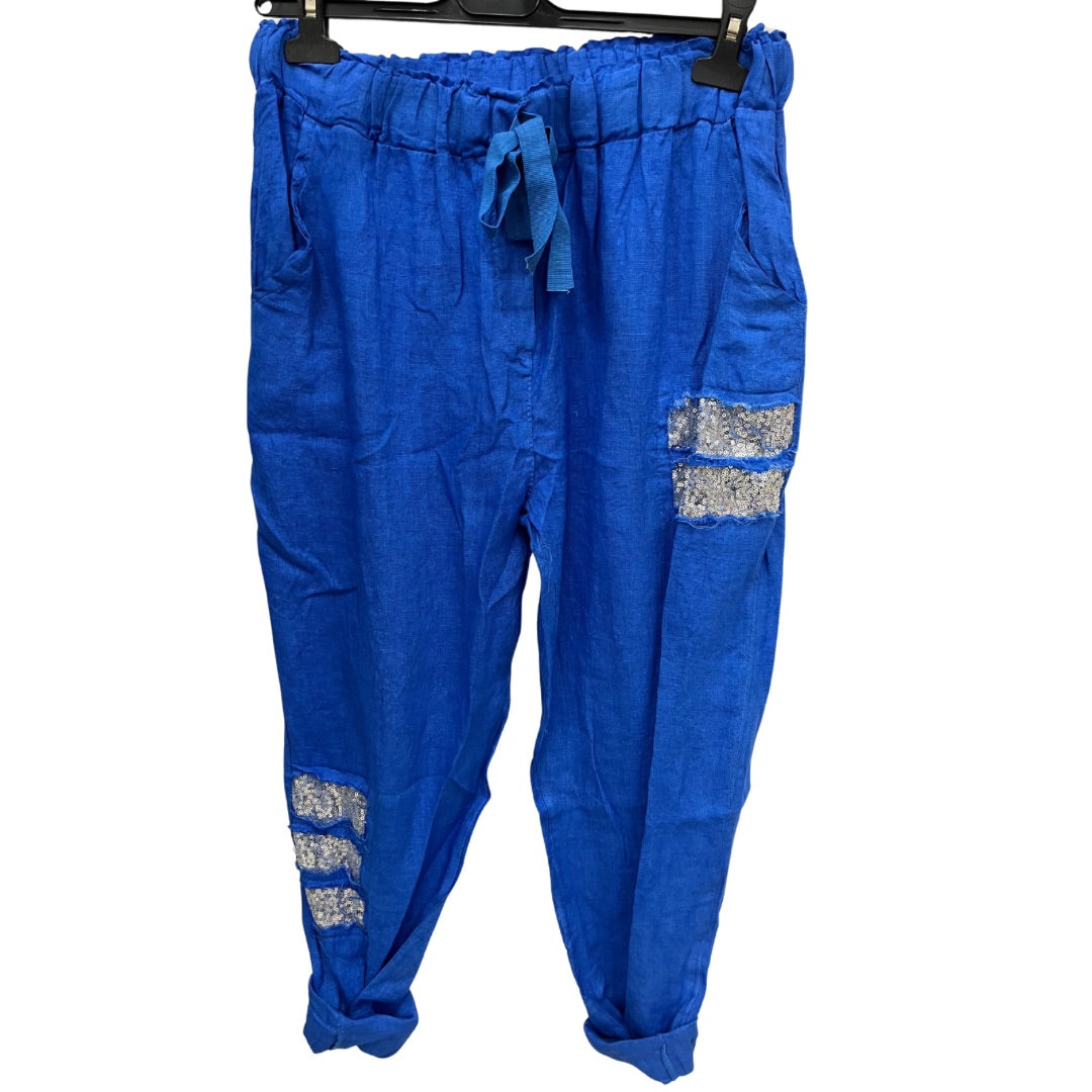 PANTALON EN LIN AVEC PAILLETTE
