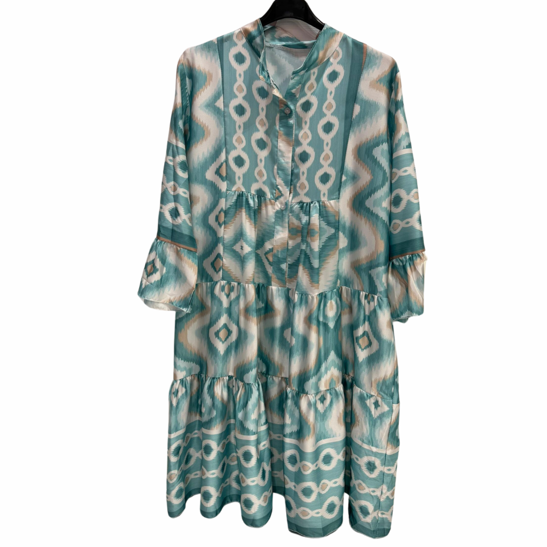 ROBE À VOLANTS EN IMPRIMÉ SATIN