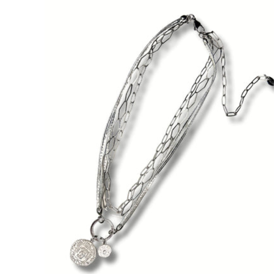 COLLIER AJUSTABLE AVEC PIÈCE DE MONNAIE | Argent