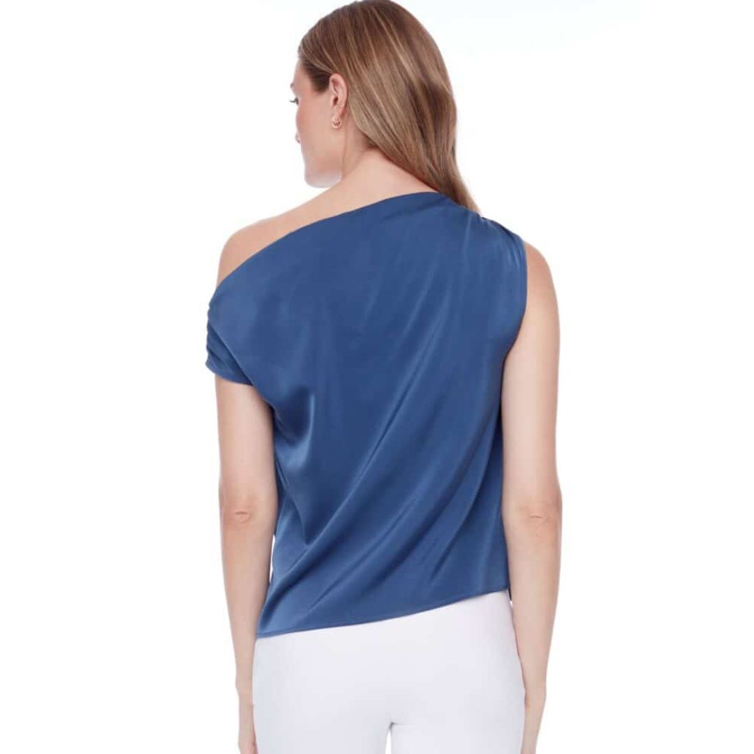 HAUT ASYMÉTRIQUE EN SATIN SOLIDE LILY