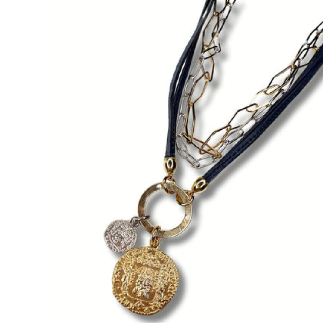 COLLIER AJUSTABLE AVEC PIÈCE DE MONNAIE | OR