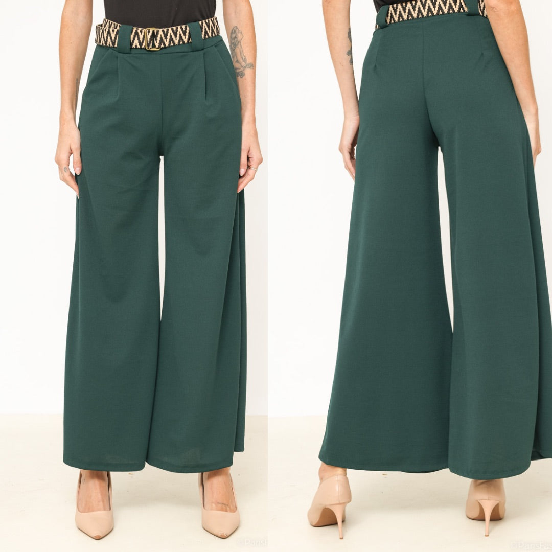 PANTALON AMPLE AVEC CEINTURE VERT