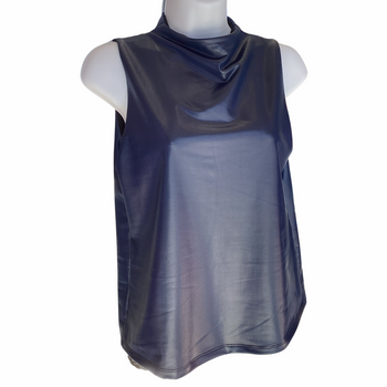 CAMISOLE CAMILLA ASPECT SIMILI CUIR BLEU