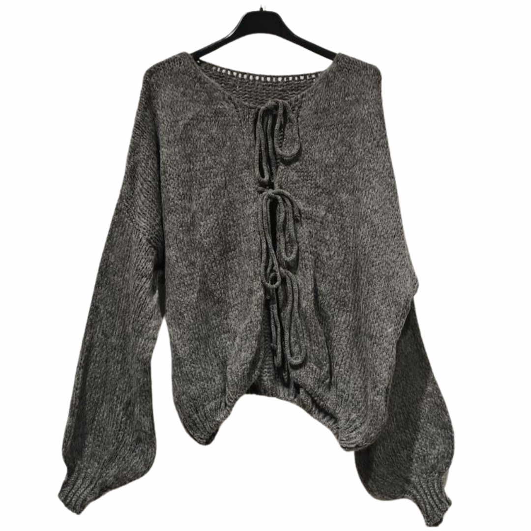 CARDIGAN GRIS AVEC BOUCLES