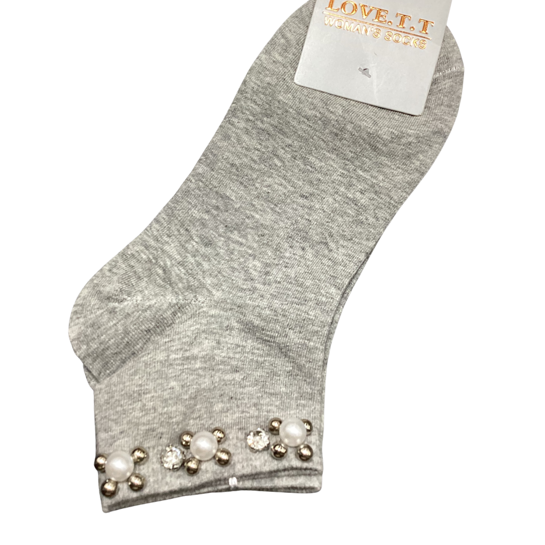 CHAUSSETTE UNICOLORE AVEC STRASS-VARIÉS
