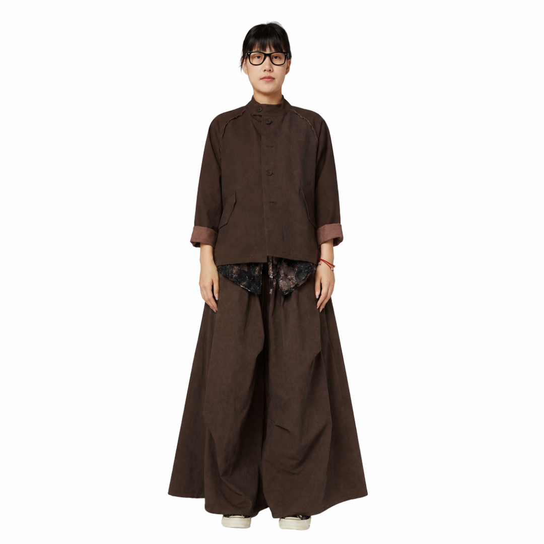PANTALON EN COTON DRAPÉ