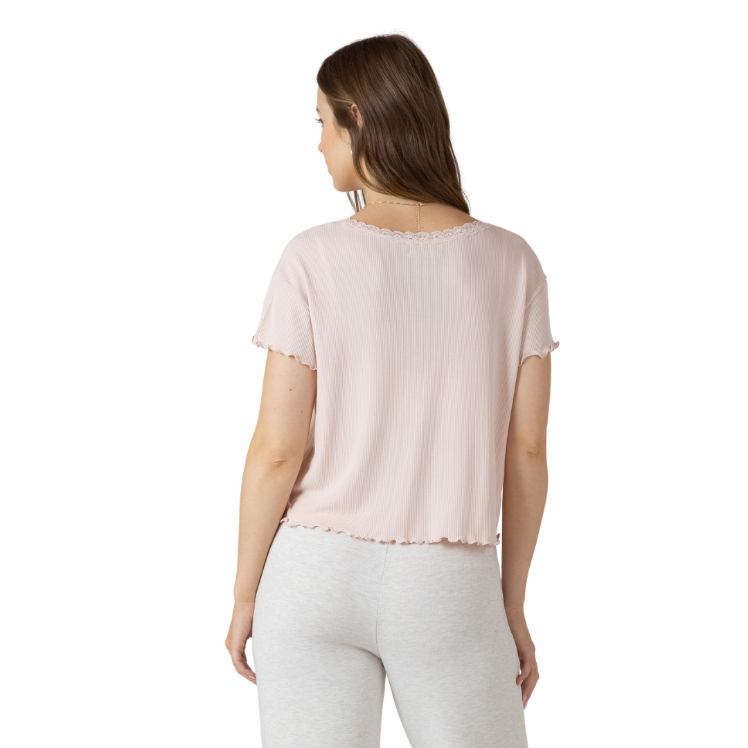 T-SHIRT GAUFRÉ ROSE