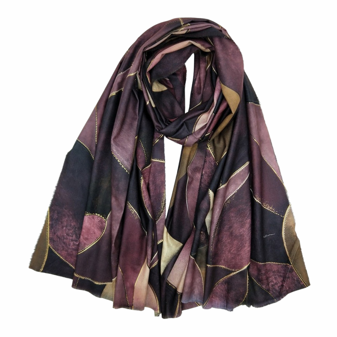 ÉCHARPE FEUILLE VIOLET