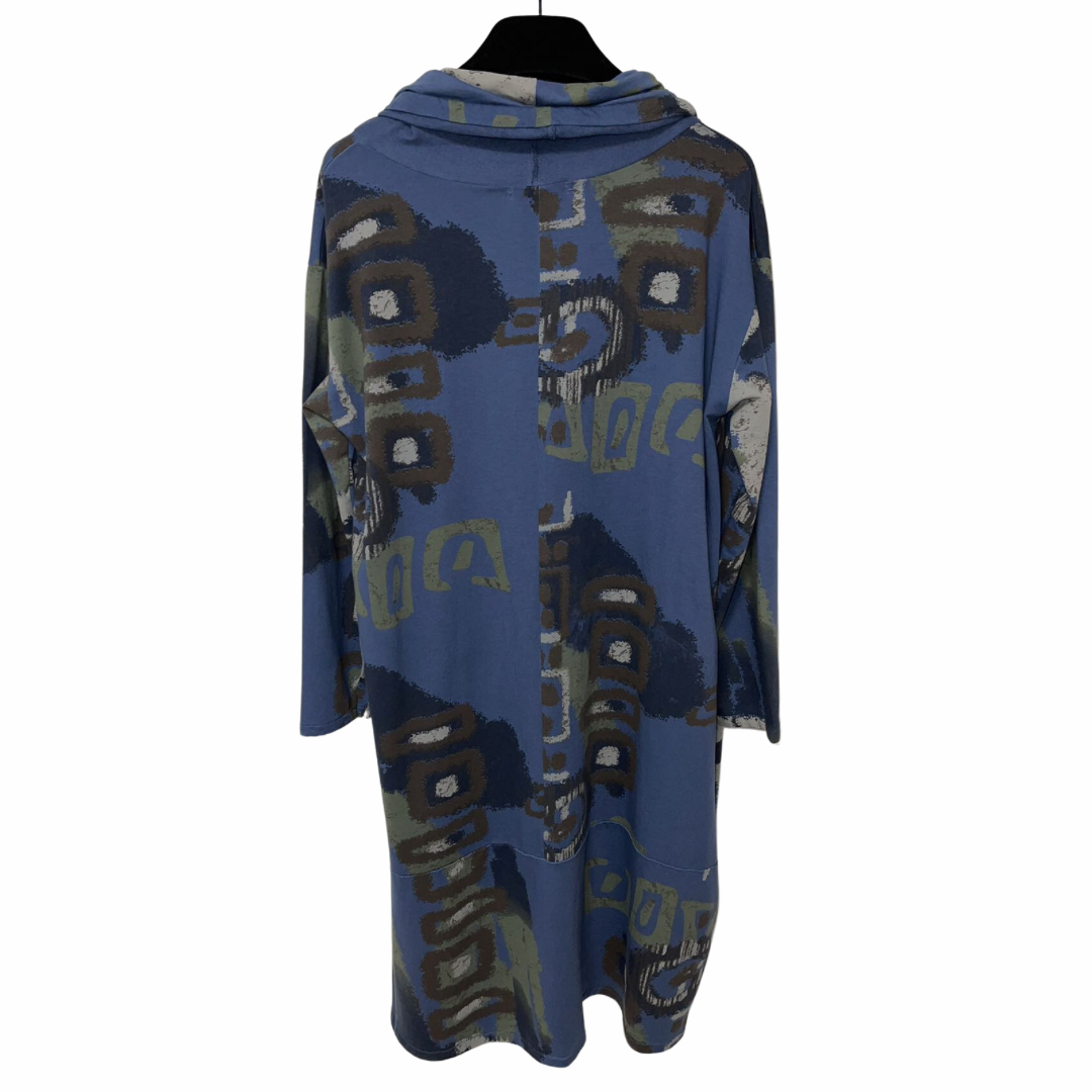 ROBE COL ROULÉ IMPRIMÉ BLEU