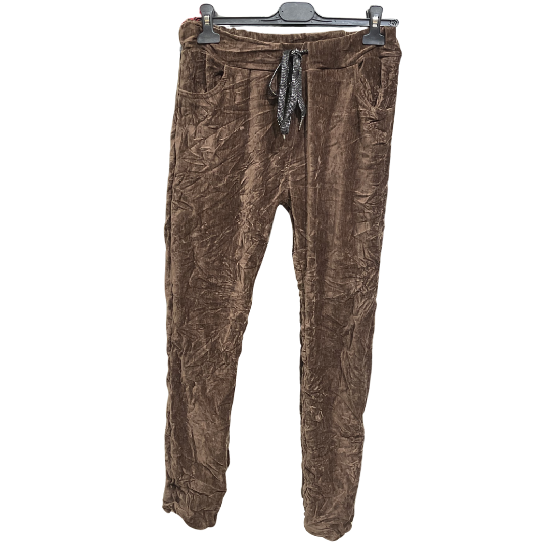 PANTALON VELOURS BRUN