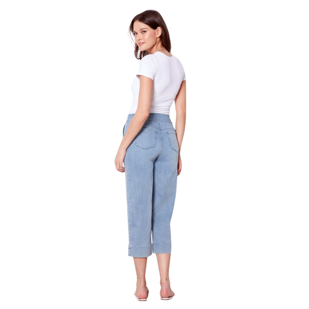 PANTALON LARGE COURT EN DENIM MIS À JOUR