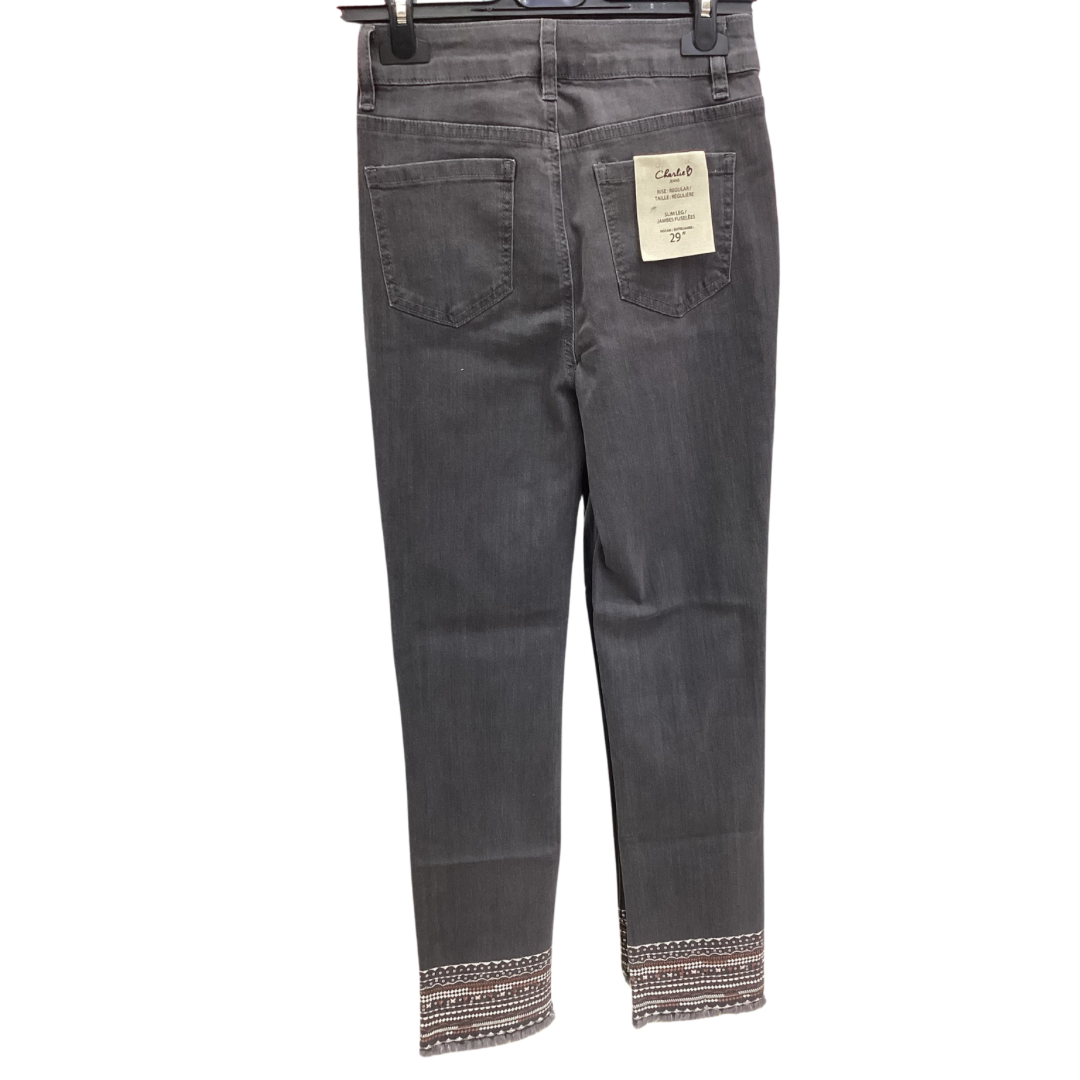 JEANS CHARLIE B GRIS EFFILOCHÉ AVEC MOTIF