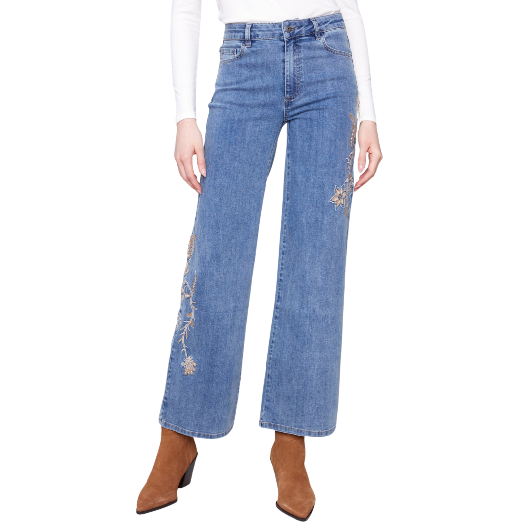 JEANS BRODÉ DE FLEURS-CHARLIE B