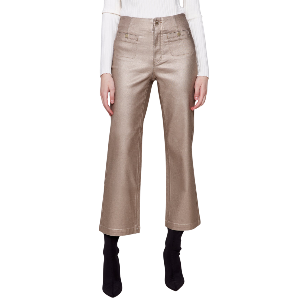 PANTALON SIMILI CUIR BRONZE