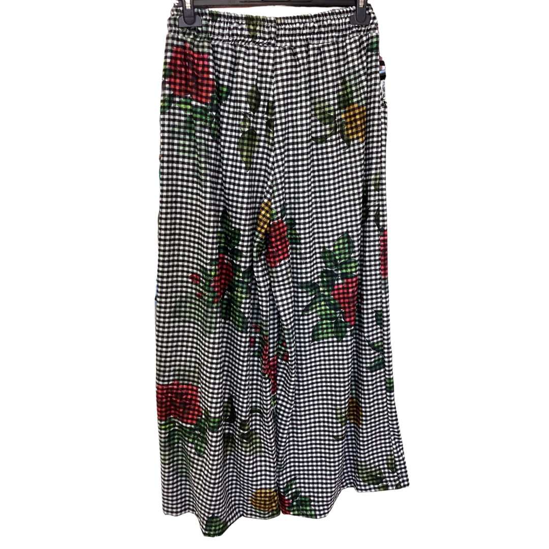 PANTALON À CARREAUX FLEURIS